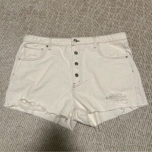 NWT Women's Cream Distressed Shorts